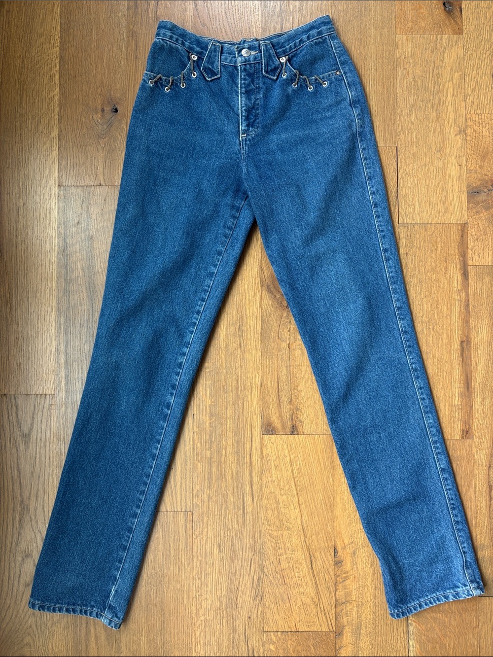 Roughrider by Circle T Classic High-Rise Women’s Jeans 5/6 leather cord details